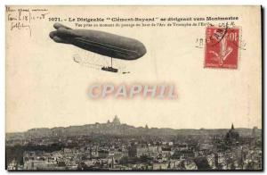 Old Postcard Jet Aviation Zeppelin airship Clement Bayard heading to Montmart...