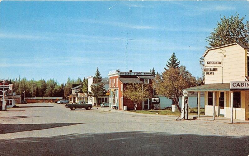 Hulbert Michigan~Street Scene~Williams Meats-Grocery-Gas~Hunter's Store~1962