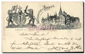 Old Postcard Neuchatel Switzerland Lions
