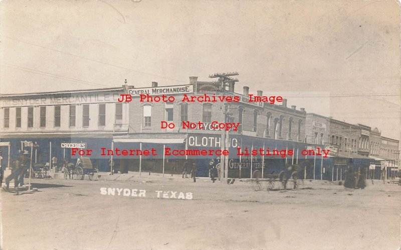 TX, Snyder, Texas, RPPC, Street Scene, Business Section,Mercantile Company Store