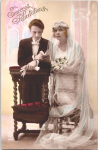 Romantic Victorian Couple Married Vintage RPPC 09.51
