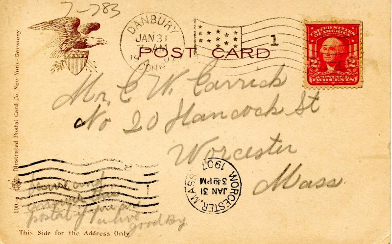 CT - Danbury. Main Street Looking North at Night