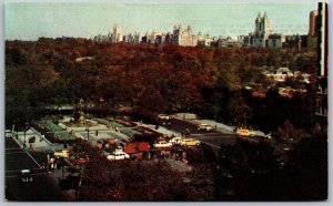 Vtg New York City NY Overlooking Central Park Plaza Skyline 1950s View Postcard