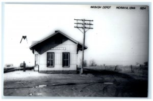 c1954 Wabash Depot Moravia Iowa Railroad Train Depot Station RPPC Photo Postcard