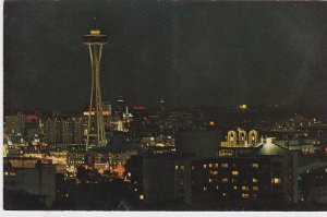 Washington Seattle The Space Needle & Skyline From Queen Anne Hill At Night