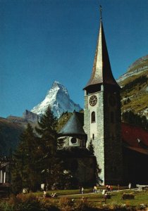 Postcard Kirche Zermatt Matterhorn Mount Cervin Castle Zermatt Switzerland