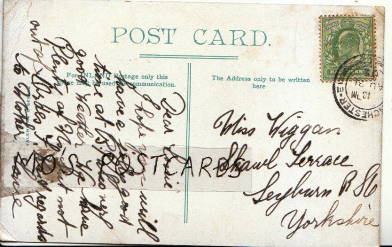 Genealogy Postcard - Wiggan - Shawl Terrace - Leyburn - Yorkshire - Ref 9059A
