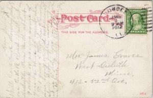 Elgin Illinois Hubbard Block c1911 Dundee IL Cancel Postcard G58