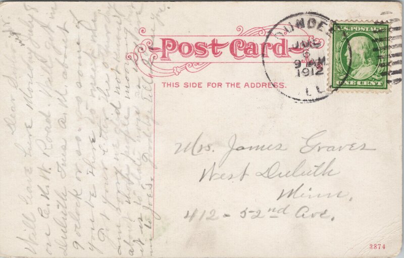 Elgin Illinois Hubbard Block c1911 Dundee IL Cancel Postcard G58