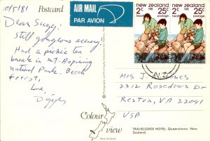 October 5, 1981, Suzy, New Zealand, national park, picnic tea break Postcard