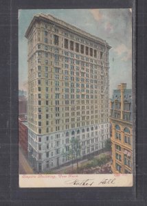 NEW YORK, EMPIRE BUILDING, 1908 ppc. Hoboken N.J. to GB.