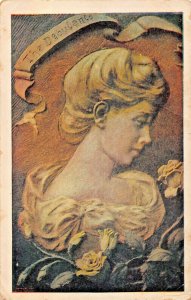 THE DEBUTANTE-BEAUTIFUL YOUNG WOMAN~1909 PSTMK LIVERPOOL OHIO~ARTIST POSTCARD