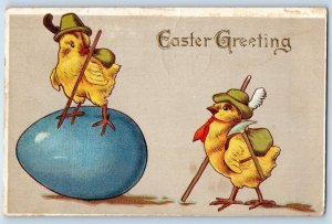 Easter Postcard Greetings Anthropomorphic Chick German Mountaineering 1912