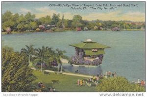 Florida Orlando Birds Eye View Of Tropical Lake Eola Park And Band Shell The ...