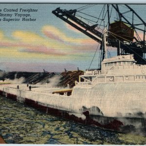 1942 Duluth MN Ice Coated Frieghter Duluth-Superior Harbor Steamship Tanker A207