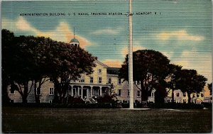 1943 WWII NEWPORT RHODE ISLAND US NAVAL TRAINING STATION LINEN POSTCARD 36-221