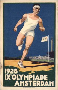 Amsterdam Netherlands Track Running Olympics Poster Art c1928 Postcard