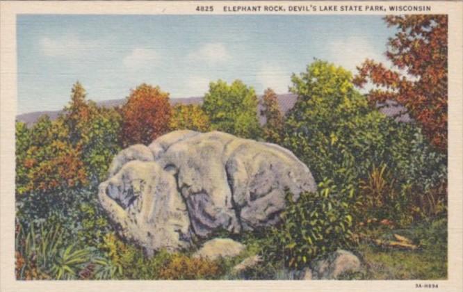 Wisconsin Devils Lake State Park Elephant Rock On East Bluff Trail Curteich