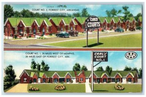 Forest City Arkansas Postcard Carl Court Multiview Building 1955 Antique Vintage
