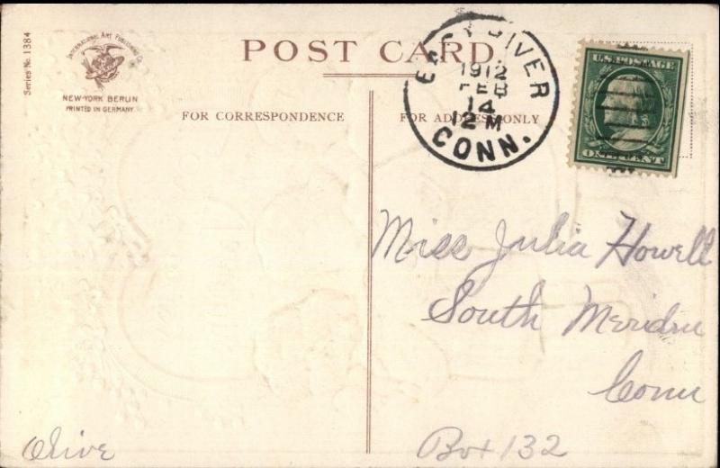 Unsigned Clapsaddle Valentine - Children w/ Hearts - Poem c1910 Postcard