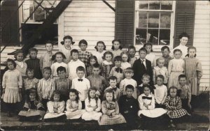 School Children - Trevett Maine Cancel Publ in Boothbay Real Photo Postcard