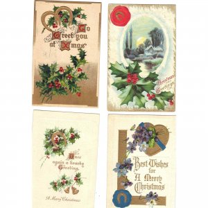 Lot of 4 Antique Christmas Postcards with Horseshoes - Lot 1027