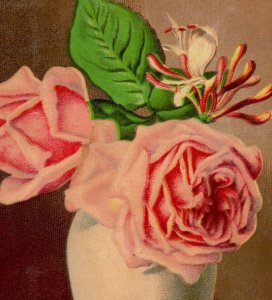 1880s Victorian Trade Cards Beautiful Roses In Vases Lot Of 2 #5D