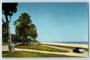 Postcard Gulf Coast Highway Mississippi Coast Scenic View c1960's Vintage Cars