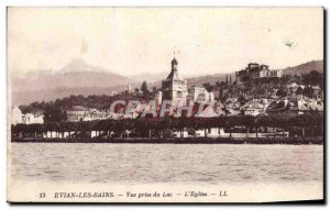 Old Postcard Evian Les Bains Vue Prize du Lac L & # 39eglise