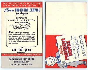 POOLESVILLE MOTOR CO., Maryland MD ~ Advertising FORD SERVICE c1940s Postcard