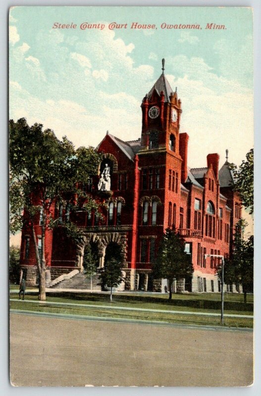 Owatonna Minnesota~Steele County Courthouse~Clock Tower~c1910 Postcard 