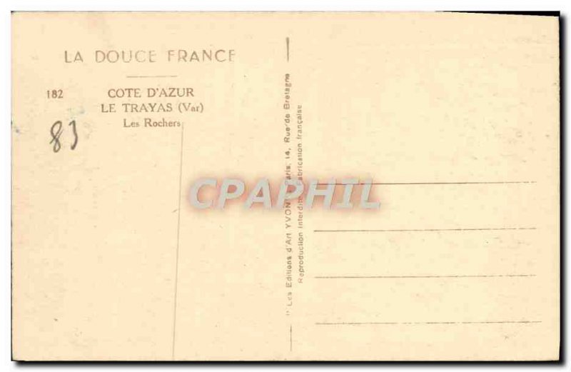 Old Postcard Cote D & # 39Azur Trayas Les Rochers