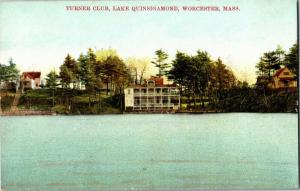 View from Water, Turner Club Lake Quinsigamond Worcester MA Vintage Postcard O01