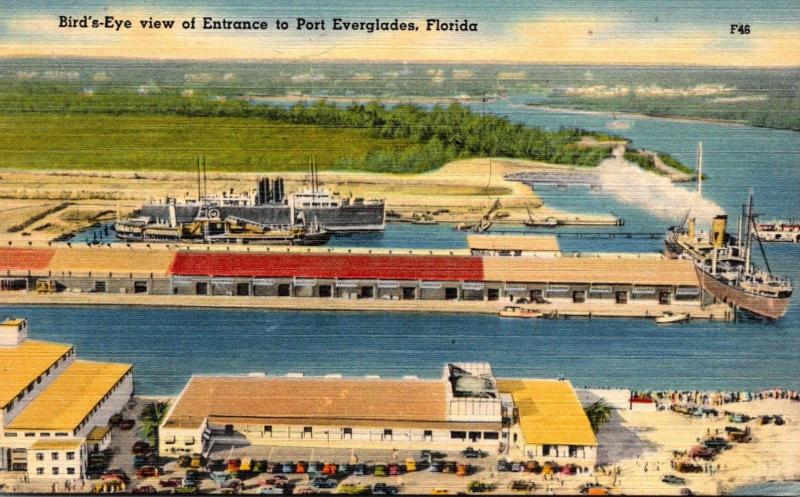 Florida Fort Lauderdale Port Everglades Birds Eye View Of Entrance 1948