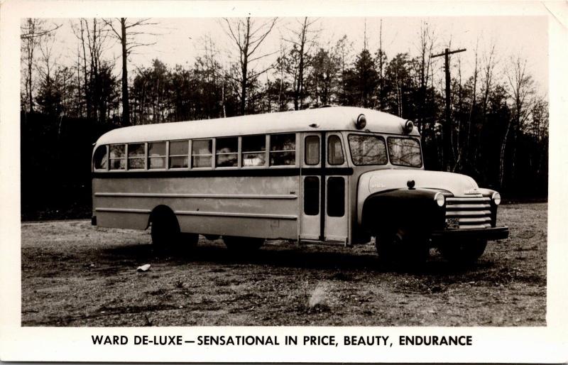 RPPC Ward Deluxe De-Luxe School Bus Advertising c1953 Vintage Postcard K09