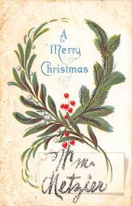 Badly Damaged Card Christmas 1906 a lot of yello9wing from age, glidder on ca...