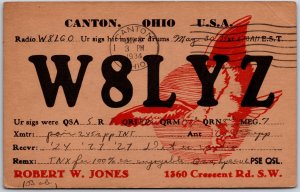 QSL Radio Card Code W8LYZ Canton Ohio Amateur Radio Station Posted Postcard