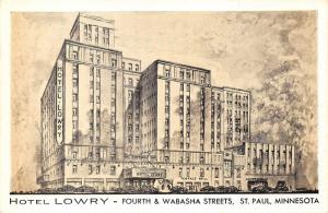 St Paul Minnesota~Hotel Lowry (Fourth & Wabasha Streets)~$2.00 Up~1947 Pc