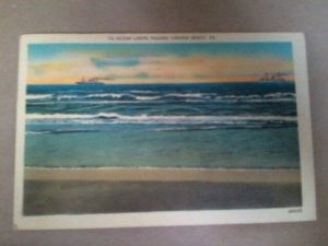 Oceanliners passing Virginia Beach VA postcard 1940