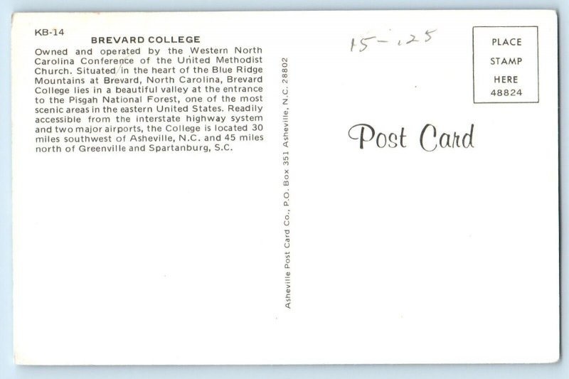 1960 Spartanburg South Carolina Postcard College Western United Methodist Church