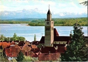 Scenic View Überlingen am Bodensee with Alpine View Germany Continental Postcard
