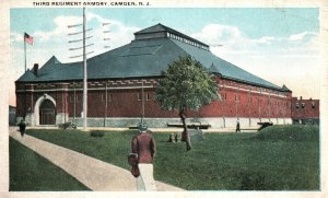 VINTAGE POSTCARD THIRD REGIMENT ARMORY AT CAMDEN N.J. MAILED 1921