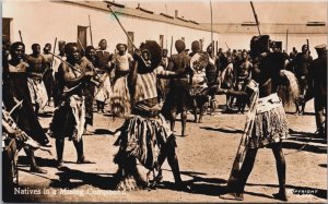 South Africa Natives In A Mining Compound Vintage RPPC C089