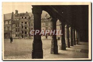 Old Postcard Chateau de Blois Wing Francois I view Colonnades