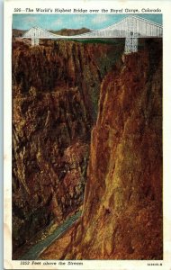 Bridges Postcard Suspension Bridge over the Royal Gorge Colorado