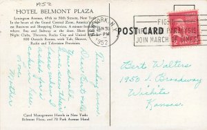 Postcard New York City Belmont Plaza Hotel Pine Bar interior 1952 23-787