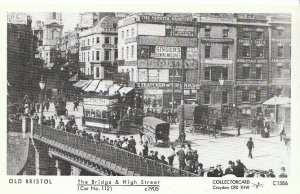 Old Bristol Postcard - The Bridge & High Street [Car No.112] c1905 - Ref 2260