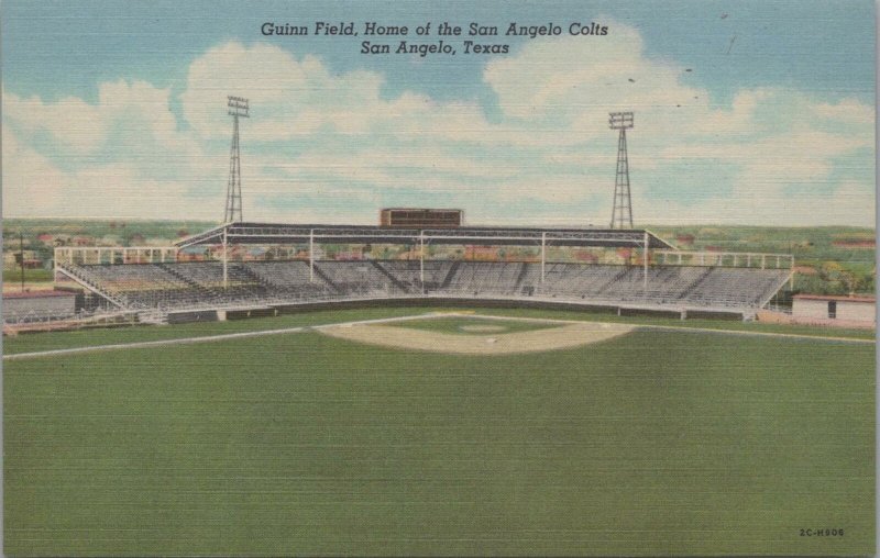 Baseball Postcard Guinn Field Home San Angelo Colts San Angelo Texas TX