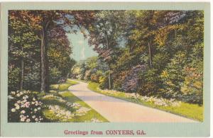 Greetings from CONYERS, GA, unused Postcard
