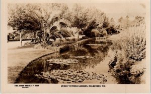 RPPC  MELBOURNE, Australia    QUEEN  VICTORIA  GARDENS   c1910s   Postcard